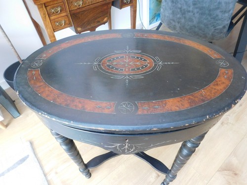 Victorian ebonised inlaid - ebonised, &