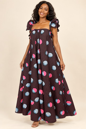 African print long - print, circle