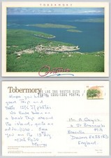 x001094 Aerial view Tobermory Ontario Canada  postcard 1998 stamp