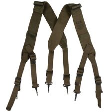 Original US Army M44 Suspenders- WW2- Khaki-Adjustable- Genuine Army Surplus
