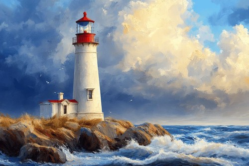 Lighthouse seascape canvas - lighthouse,