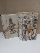 Handmade  Vintage Style   Altered Book upcycled set of 3  coffee table books.