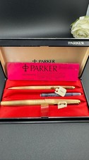 Vintage Parker 75 SET  fountain 14k 585   And Ballpoint Pen Set Gold