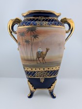 ANTIQUE LARGE NORITAKE NIPPON EGYPTIAN REVIVAL PORCELAIN VASE