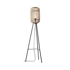 *WAS £108* MATTIUS FLOOR LAMP / NATURAL / BAMBOO / BLACK SPLAYED METAL LEGS