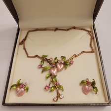 Vintage Hearts And Flowers Necklace And Earings Set