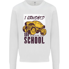 I Crushed 100 Days of School Monster Truck Kids Sweatshirt Jumper