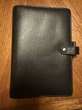 Filofax Vintage Finsbury Personal Organiser Black Real Pebble Leather Diary