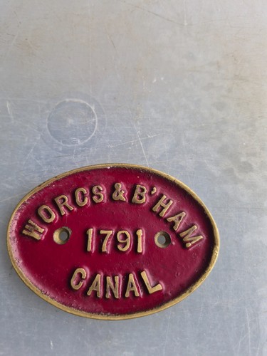 Brass canal boat plaque - canal,