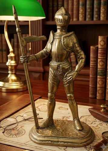 Vintage brass medieval knight - medieval,
