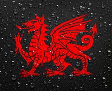 Welsh Dragon Cymru Welshman Wales Flag Vinyl Decal Car Van Sticker Red 280x215mm