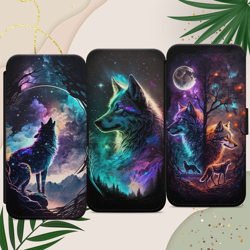 Wolf full moon stars - moon, phone