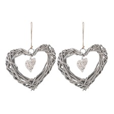 2pcs Heart Shape Wicker Woven