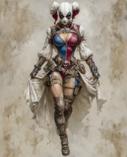 Harley quinn red and blue - quinn, in