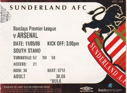 Ticket sunderland arsenal - v,