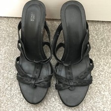 Marks & Spencer Black Wedge Sandals UK Size 5.5 EU 39 Strappy M&S Summer Holiday