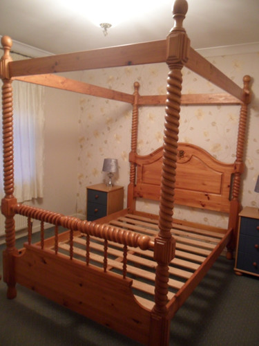 Four poster double bed - four, solid