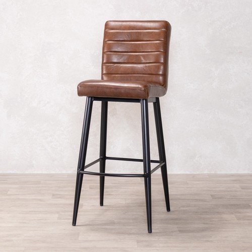 Chestnut leather bar stool - bar,