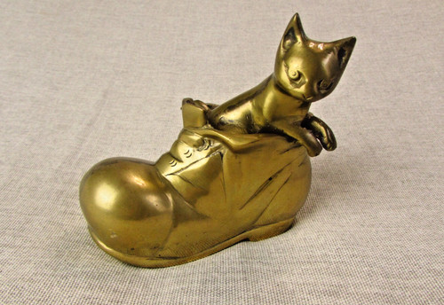 Vintage brass ornament cat - brass, 'cat
