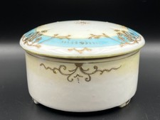 Antique handpainted Round Porcelain Japanese Trinket Box.