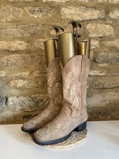 Corral Cowboy Brown Womens Boots Embroidered Floral Made in Mexico UK 4.5 US 7M