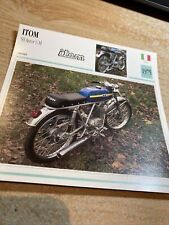 Itom 50 Astor 6M 1975 Sheet Card Collectible Motorcycle Atlas Italy