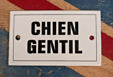 Chien Gentil Vintage Enamel Sign Antique Style French Door Home Decor Plaque
