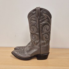 Tony Lama Santa Fe Western Cowboy Mid Calf Grey Leather Boots UK 9.5 US 10.5