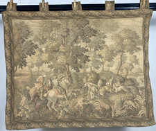 Vintage French Beautiful Forest Hunting Scene Wall Hanging Tapestry 96x75 cm