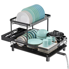 2 Tier Dish Drainer Rack Drip