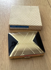 Vintage Reuge Swiss Made black & gold Musical Powder Compact with contents #X3