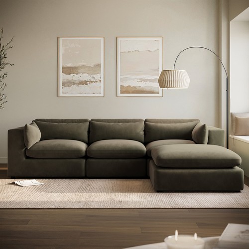 Large khaki green velvet - khaki,