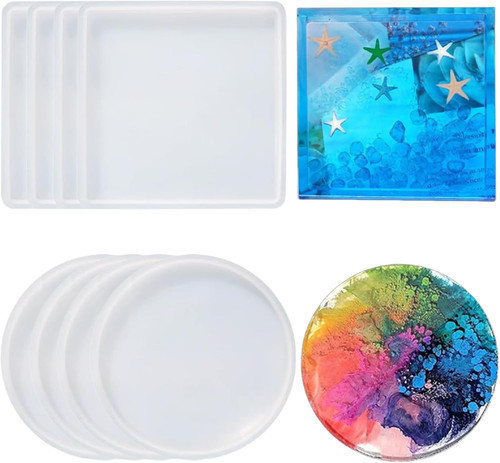 8pcs resin coaster mould - coaster,