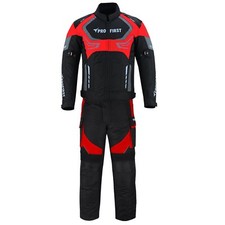 Men Waterproof Motorbike Motorcycle Suit Trouser Red Cordura Armour CE Jacket