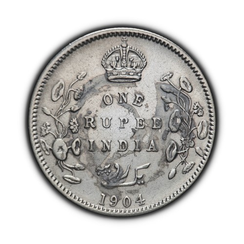 India 1904 rupee silver - india., rupee,