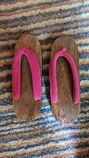RARE Natural wooden PINK JAPANESE GETA, KIMONO YUKATA  FLIP FLOPS ZORI 23.5cm