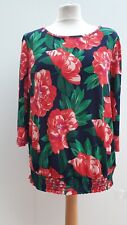 Kim & Co Blouson Top 3/4 Sleeve Floral Scoop Neck New New With Tags Size 2XL