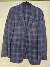 Suit Supply Havana Wool Blazer Navy Blue Check Jacket, 36 SuitSupply