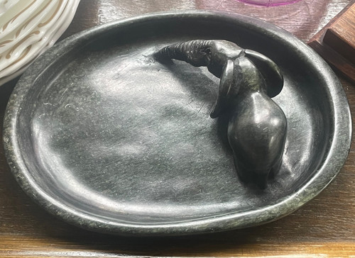 African elephant stone dish - african, dish-