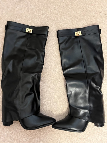 Women black leather - black,