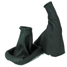 GREEN STITCH VAUXHALL CORSA C 2000-06 LEATHER GEAR SHIFT STICK GAITER HANDBRAKE