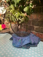 Vintage Rustic Brown Wire Chicken Egg Basket – Farmhouse Kitchen Storage