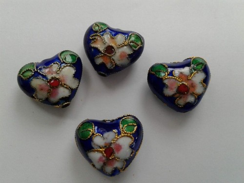 Cloisonne heart beads - heart,