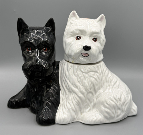 Black white scottie dogs - white,