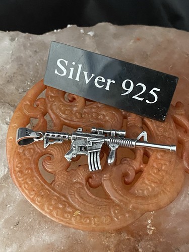 Silver gun pendant - silver,