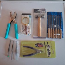 Craft tool job-lot, mini hammer, needle files, tweezers and more.