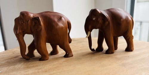 Vintage wooden elephant - elephant, duo