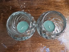 SET of 2 PARTYLITE Illusions Glass Tealight Votive Candle Holders