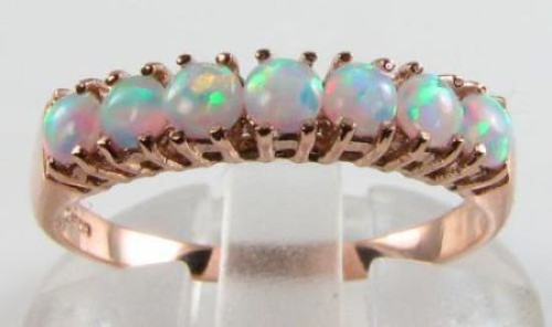 9ct rose gold opal eternity - 9ct,