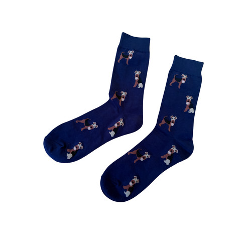 Airedale terrier navy blue - airedale,